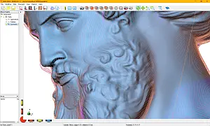 Deskproto esempio di lavorazione di un busto classico usando il tutore, visualizzazioen dei percorsi utensile